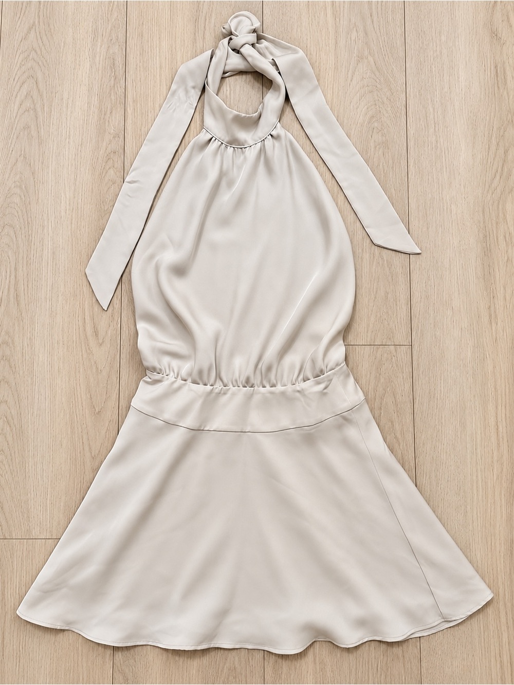 Aritzia Cream Halter Top Satin Dress